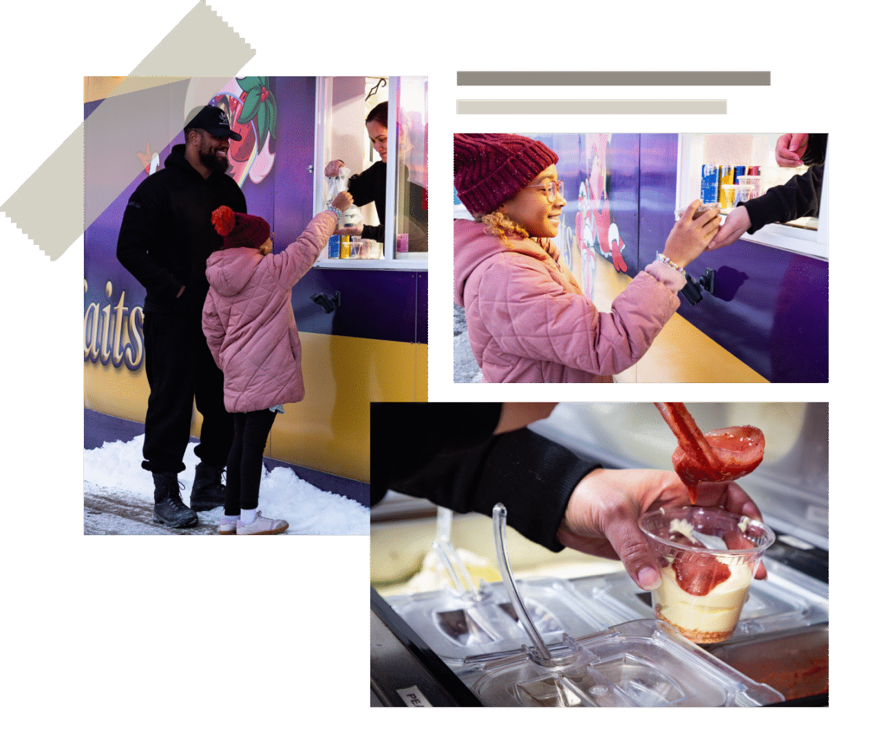 Customers ordering parfaits at the C&D window